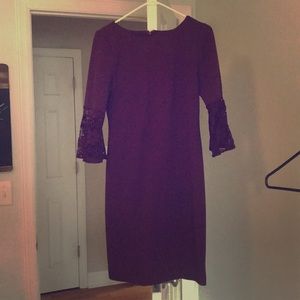 Purple dress with lace design sleeves